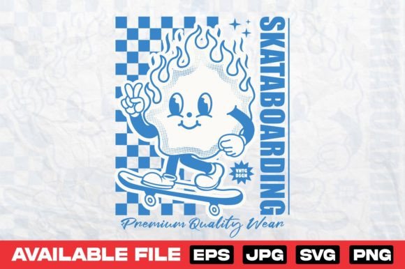 Review: Mascot Fire Character Playing Skateboard Graphics for T-Shirt Designs