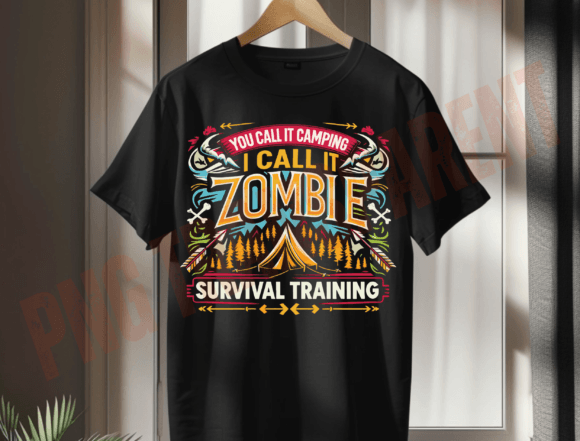 Zombie Survival Training Png: A Humorous T-Shirt Design Asset